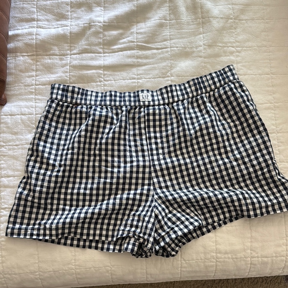 GAP High Waist Black and White Gingham Shorts